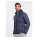 Men's quilted bagged jacket - navy blue V1 OM-JALP-0156