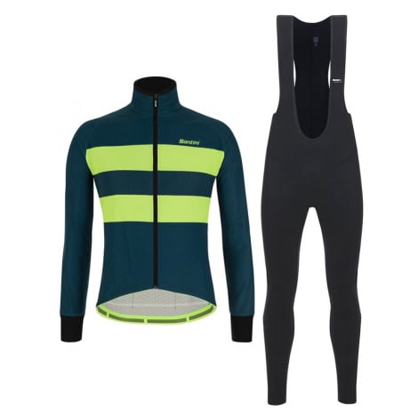 SANTINI Cyklistická zimní bunda a kalhoty - COLORE BENGAL WINTER - modrá/černá