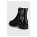 Nízké kozačky Calvin Klein Rubber Sole Ankle Boot dámské, černá barva, na plochém podpatku
