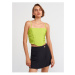 Dilvin 20129 Gathered Detailed Strap Crop Top-Lime
