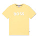 Dětské bavlněné tričko BOSS žlutá barva, s potiskem