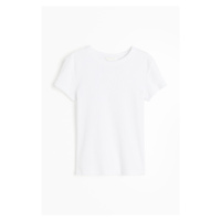 H & M - Žebrované tričko - bílá