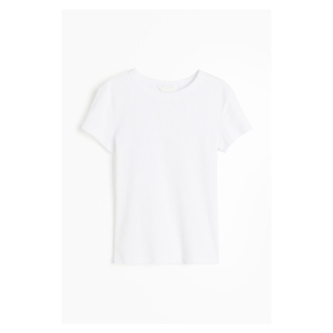 H & M - Žebrované tričko - bílá H&M