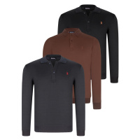 TRIPLE SET V4007 DEWBERRY MEN'S SWEATSHIRT-BLACK-NAVY-BROWN