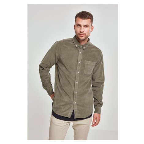 Pánská košile Urban Classics Corduroy Shirt - olivová