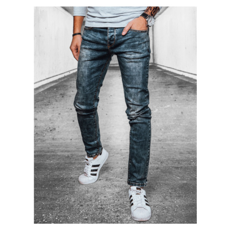 TMAVĚ MODRÉ PÁNSKÉ DŽÍNOVÉ KALHOTY Denim vzor BASIC