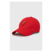 Čepice Guess červená barva, s aplikací