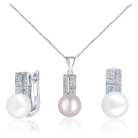 JwL Luxury Pearls Zvýhodněná perlová souprava šperků JL0644 a JL0645 (náhrdelník, náušnice)
