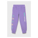 Dětské kalhoty Tommy Hilfiger fialová barva, s potiskem