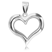 Přívěsek ze stříbra 925 - lesklá, oblá linie srdce