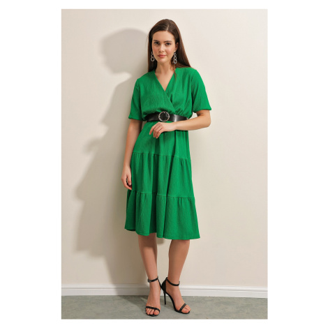 Pletené šaty Bigdart 2377 s páskem - Zelená