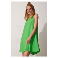 Štěstí İstanbul Dámské Vivid Green Letní tkané zvonové šaty