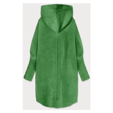 Zelený dlouhý vlněný přehoz přes oblečení typu alpaka s kapucí (908) Made in Italy
