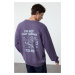 Trendyol Lilac Oversize/Wide Cut Wash/Aged Effect Front and Back Printed Sweatshirt