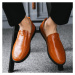 Nazúvacia obuv kožené pánske loafers s dekoratívnym šitím