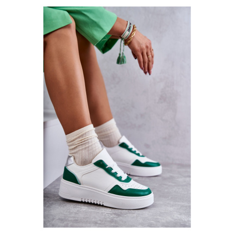 Dámské nízké sportovní boty na platformě bílé a zelené Kyllie Kesi