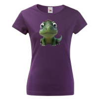 Dámské tričko - dinosaurus - roztomilý barevný motiv s plnými barvami