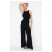 Trendyol Black Belted Maxi Woven Jumpsuit