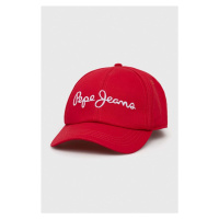 Bavlněná baseballová čepice Pepe Jeans Wally červená barva, s aplikací