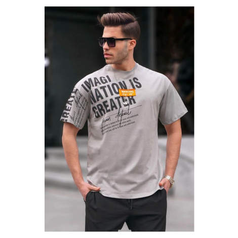 Madmext Dyed Gray Printed Men's T-Shirt 6073