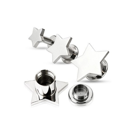 Piercing do ucha - plug z oceli, hladká hvězda - Tloušťka : 14 mm Šperky eshop