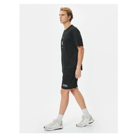 Koton Sports Shorts Lace-Up Waist Slogan Printed With Pocket.