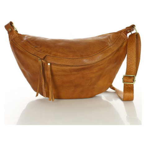 MARCO MAZZINI CAMEL KOŽENÁ CROSSBODY TAŠKA/LEDVINKA Hnědá