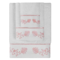 Soft Cotton Malý ručník Diara 30 × 50 cm, bílá - růžová výšivka