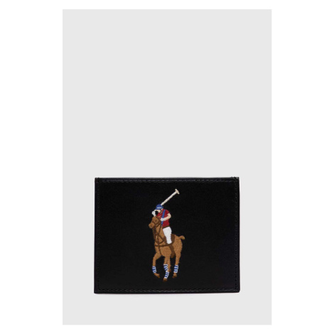 Kožené pouzdro na karty Polo Ralph Lauren černá barva