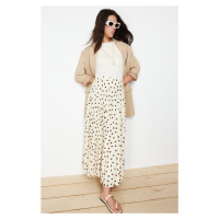 Trendyol Ecru Lined Animal Polka Dot Pleated Woven Skirt