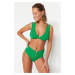 Trendyol X Moeva Green Zipper Detailed High Waist Bikini Bottom