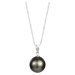 JwL Luxury Pearls Stříbrný náhrdelník s pravou mořskou tahitskou perlou JL0567 (řetízek, přívěse