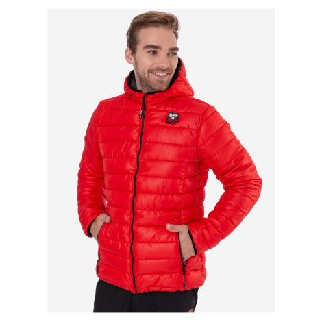 Červená pánská prošívaná zimní bunda s kapucí SAM 73 Blaise