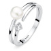 Gaura Pearls Stříbrný prsten s pravou bílou perlou Brita, stříbro 925/1000 SK22534R/17 Bílá