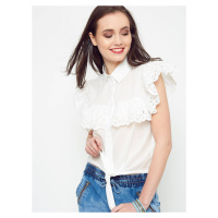 Shirt with embroidered frills ecru