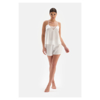 Dagi White Bride Lace Detailed Shorts Pajamas Set