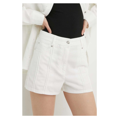 Bavlněné šortky IRO bílá barva, hladké, high waist