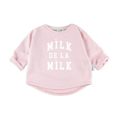Růžová mikina I LOVE MILK s nápisem milk de la milk