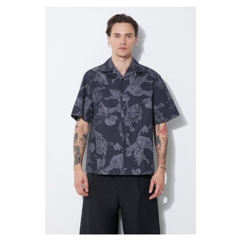 Bavlněná košile Neil Barrett Boxy Bold Flowers Print Short Sleeve Shirt šedá barva, regular, MY6