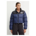 Péřová bunda The North Face Nuptse Short Jacket dámská, tmavomodrá barva, zimní, NF0A5GGE92A1