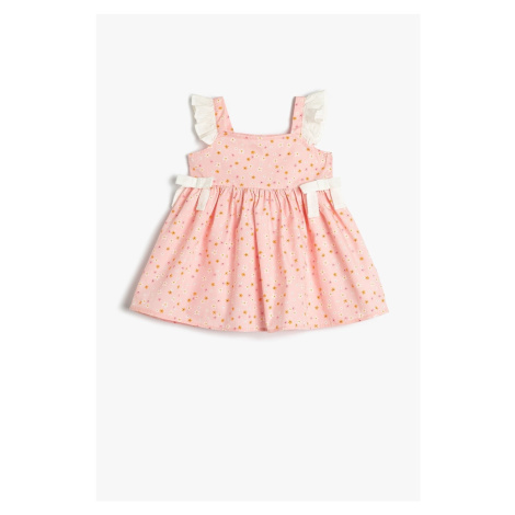Koton Dress with Floral Straps and Ruffles and Bow Detail