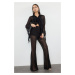 Trendyol Black Flare Leg Transparent Knitted Tulle Trousers