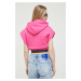 Bavlněná mikina Karl Lagerfeld Jeans dámská, růžová barva, s kapucí, hladká