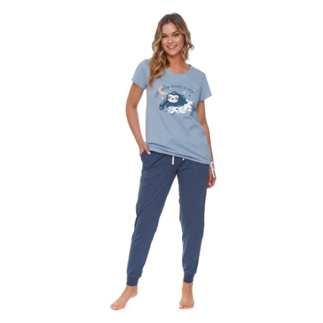 Mateřské dámské pyžamo Lenochod modré dn-nightwear