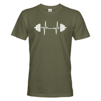 Pánské tričko s potiskem tepu a činku - skvělé fitness tričko