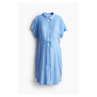 H & M - MAMA Košilové šaty's vázacím páskem - modrá