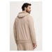 Bavlněná mikina EA7 Emporio Armani pánská, béžová barva, s kapucí, hladká, AF12681.7M000203