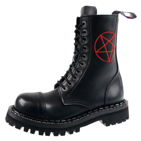 boty kožené unisex - 10 dírkové - STEADY´S - STE/10/H_pentagram red