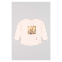 Dětské bavlněné tričko s dlouhým rukávem zippy růžová barva