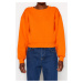 Trendyol Orange Relaxed Cut Crop Basic Crew Neck Thick Fleece Inside Knitted Sweatshirt